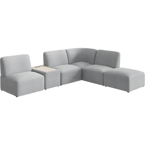 Assemble Modular 5 Seater L Shaped Sectional with Charging Station
