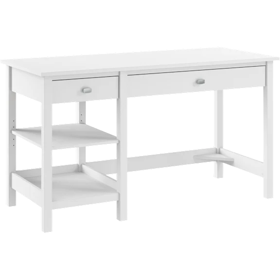 Broadview 54W Computer Desk with Shelves in Pure White