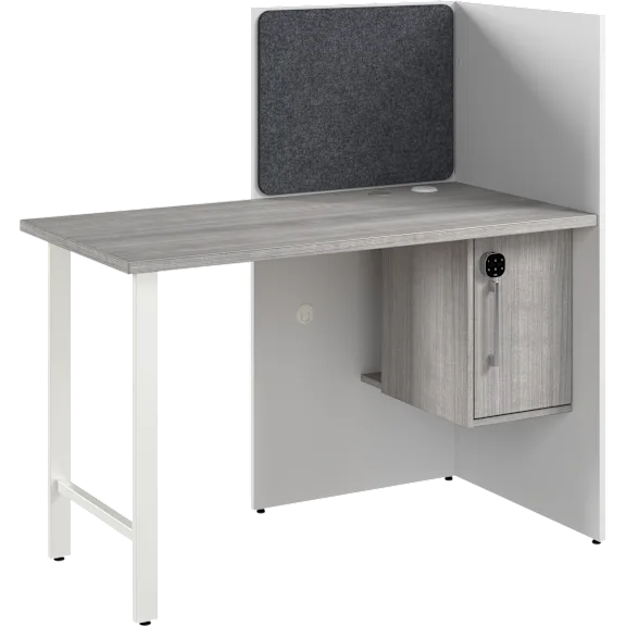 Hustle 48-inch Cubicle Desk for Office with Locking Storage Cabinet