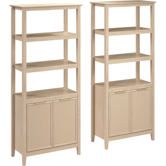 2-Pack: Camille Fluted 5 Shelf Bookcase with Doors