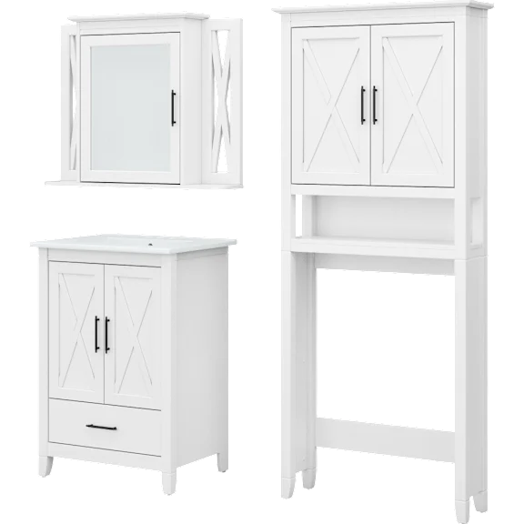 Key West 24W Bathroom Vanity Sink with Mirror & Over The Toilet Storage Cabinet