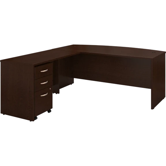 Series C 72W Bow Front L Shaped Desk with 48W Return and Mobile File Cabinet