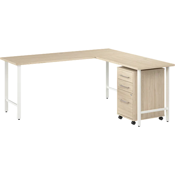 Hustle 72W x 24D L Shaped Computer Desk with 3 Drawer Mobile File Cabinet