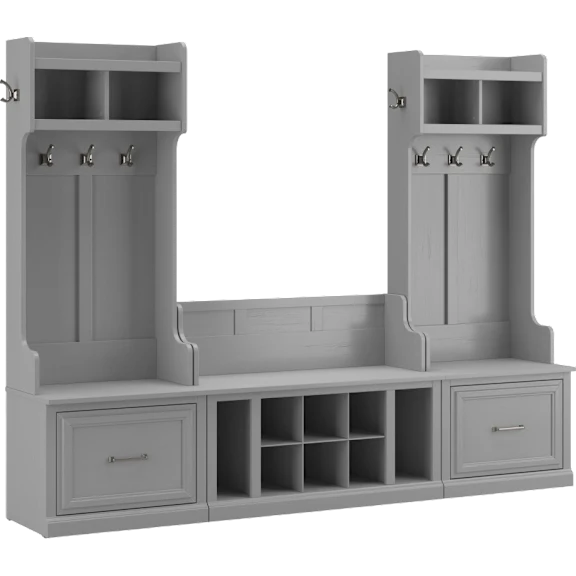 Woodland Entryway Storage Set with Hall Trees and Shoe Bench with Drawers