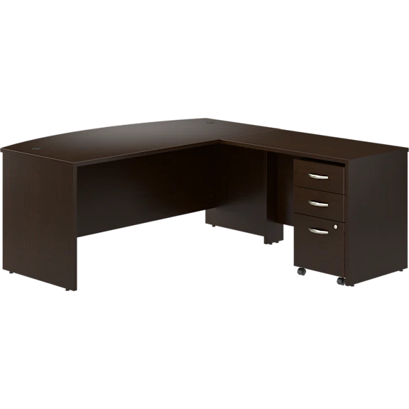 Series C 72W Bow Front L Shaped Desk with 42W Return and Mobile File Cabinet