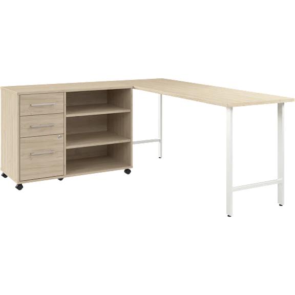 Hustle 72W x 24D Computer Desk and Storage Cabinet with Drawers and Shelves