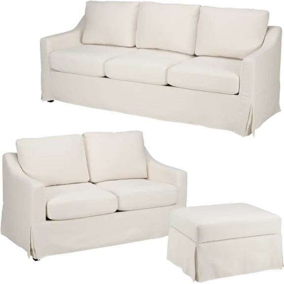 Bush Home Harper 80W Sofa, 57W Loveseat, and Storage Ottoman with Slipcovers