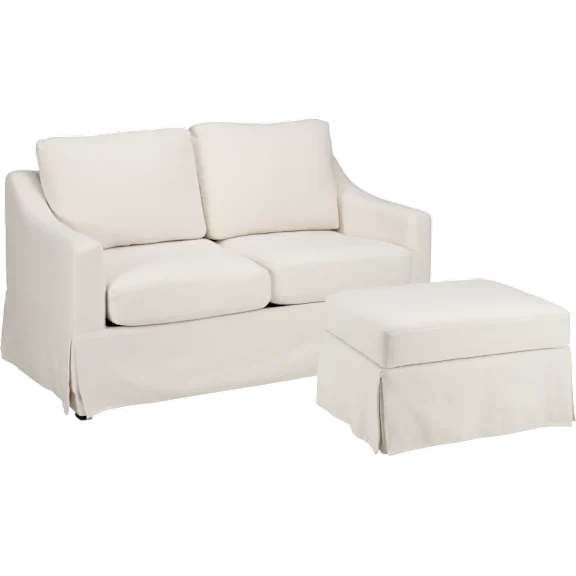 Bush Home Harper 57W Loveseat and Storage Ottoman with Slipcovers