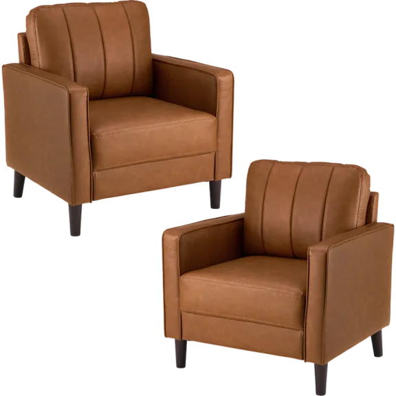 2-Pack: Max 32W Accent Chair in Buffed Camel Vegan Leather