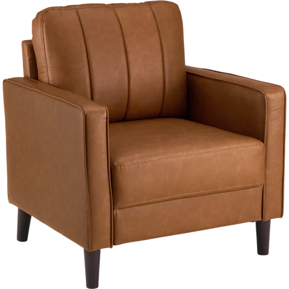 Max 32W Accent Chair in Buffed Camel Vegan Leather