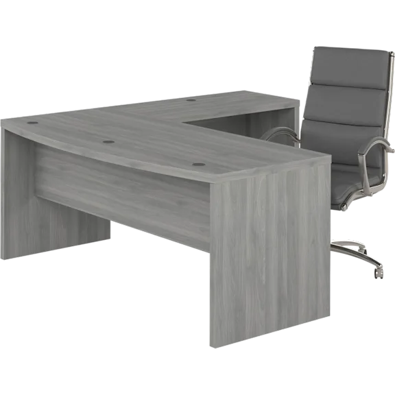 Echo 72W Bow Front L Shaped Desk and Chair Set