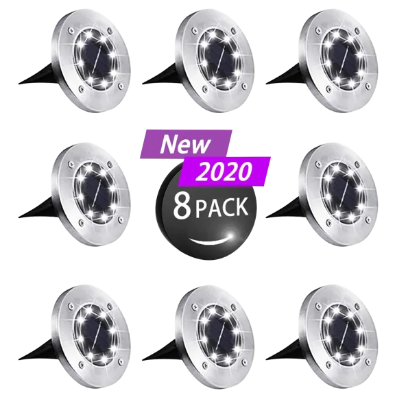 8-Pack: Hakol LED Solar Outdoor Waterproof Ground Lights for Patio Pathway