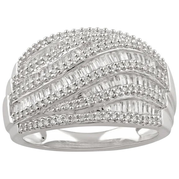Kiran Jewels Sterling Silver 1.00 ctw Diamond Ring