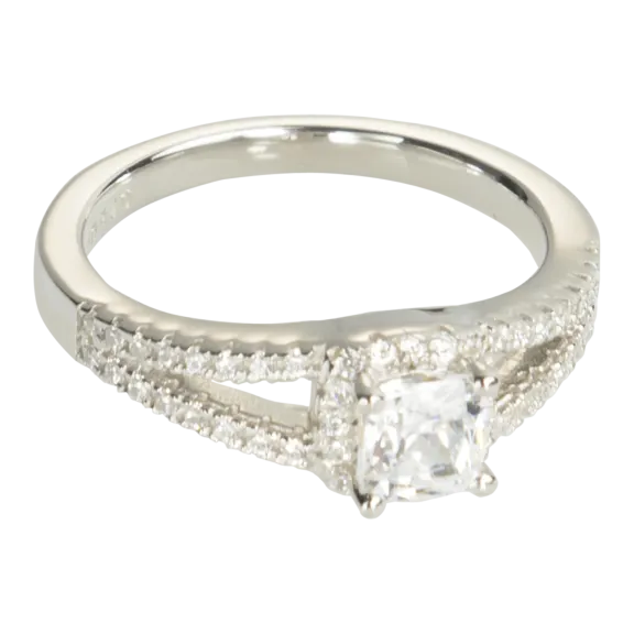 Diamond Muse 1.5 Carat TW Cushion Cut CZ & Swarovski Split Shank Engagement Ring