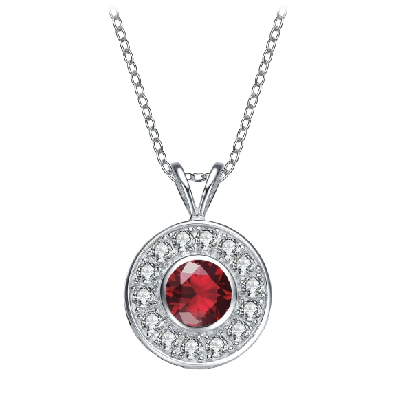 RelavenO Halo Sterling Silver Pendant Necklace