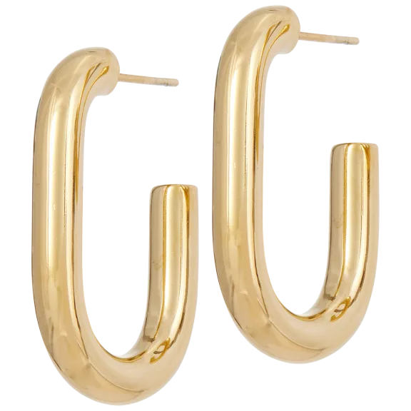 Savvy Cie 14K Yellow Gold Plated Paperclip 'C' Hoop Earrings