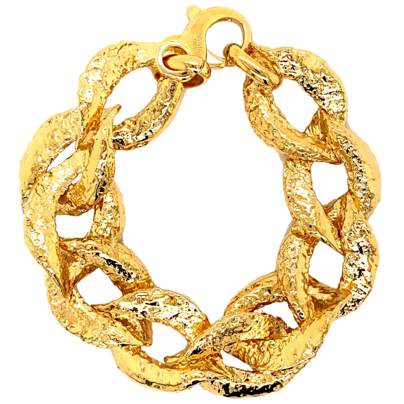 Romanza d'Italia 18KT Plated Fancy Textured Link Bracelet
