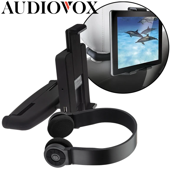 Audiovox Universal Vehicle Tablet Mount with Bluetooth Headphones