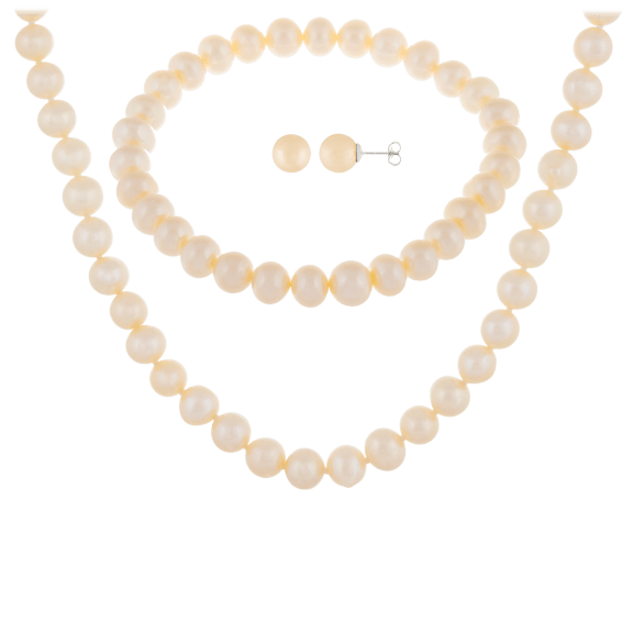 Splendid Pearls 7-8mm Pearl Necklace, Earring, & Bracelet Set
