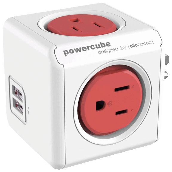 Allocacoc Powercube USB Wall Plug with 4 Outlets and 2 USB Ports