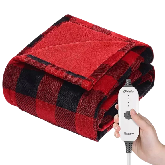 Sunbeam Royal Luxe Buffalo Plaid Heated Personal Throw