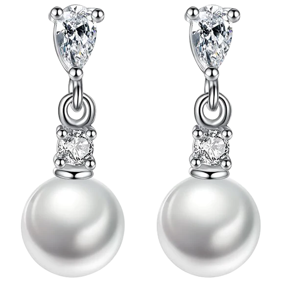 Hollywood Sensations Cubic Zirconia Pearl Dangle Earrings