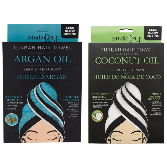 2-Pack: Studio Dry Infused Turbans With Coconut Oil & Argan Oil