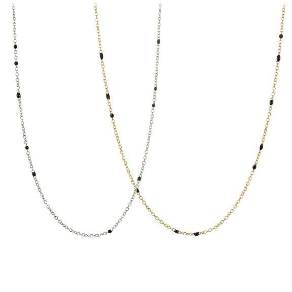 Hollywood Sensation Dainty Black Onyx Chain Necklace