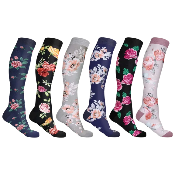 6-Pack: Ciana Floral Compression Socks