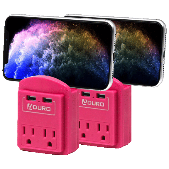 2-Pack: Aduro Surge Mini 2 Outlet Dual USB Surge Protector