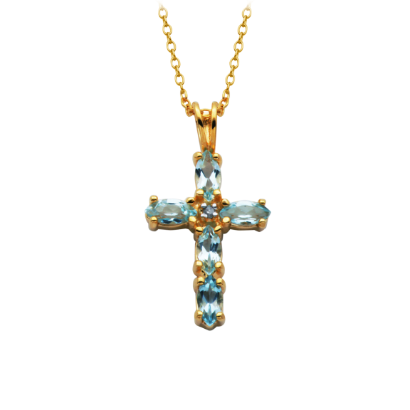 Morgan & Paige 14K Gold Topaz Cross Pendant