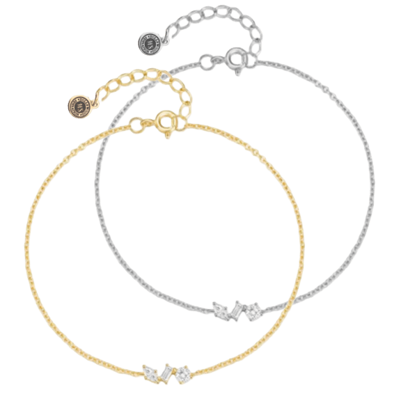 Hollywood Sensation Silvana Chain Link Round, Pear & Emerald Cut Stone Bracelet