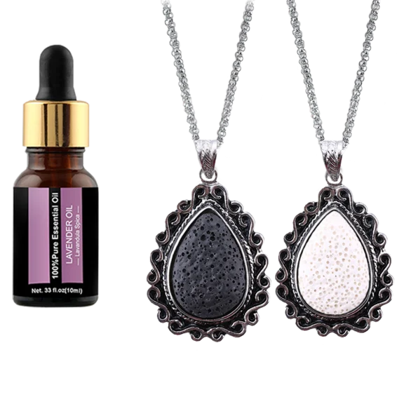 Amore Tear Drop Lava Stone Necklace with Essential Oil