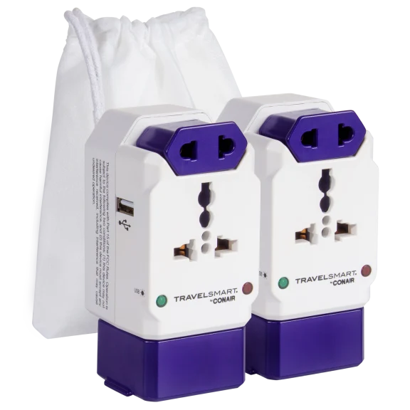 2-Pack: TravelSmart by Conair All-in-One Adapter with USB