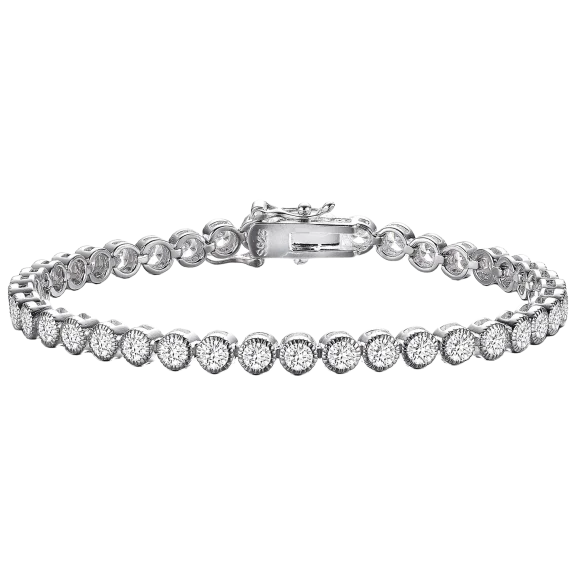 Genevive Rhodium Plated Cubic Zirconia Bracelet