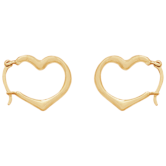 Pori Jewelers 14K Gold Cutesy Open Heart Hoop Earrings