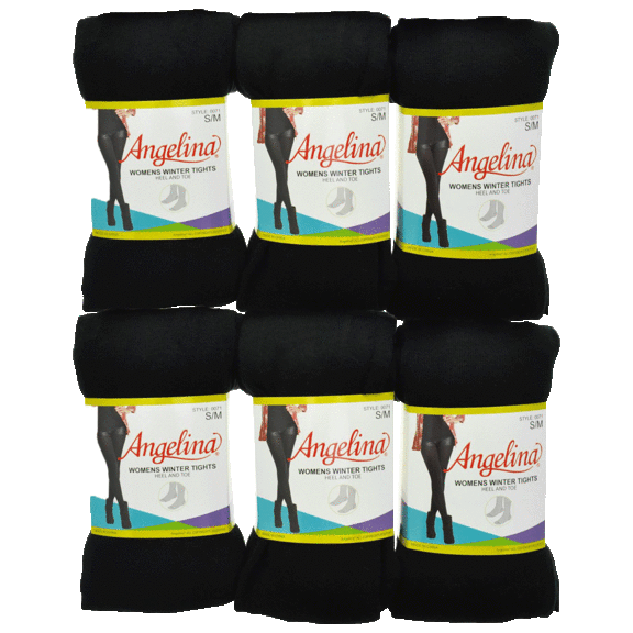 6-Pack: Angelina Lady's Winter Tights with Heel