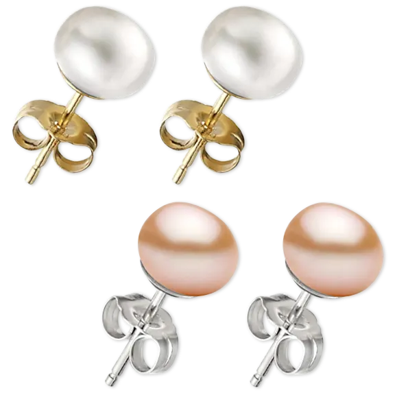 2-Pack Pearl Stud Earrings on 14K Gold Filled Posts