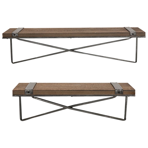 2-Pack: Glitzhome Farmhouse Metal Wooden Wall Shelfs