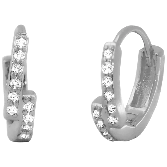 Savvy Cie CZ 1/2" Huggie Earrings in Rhodium Plated