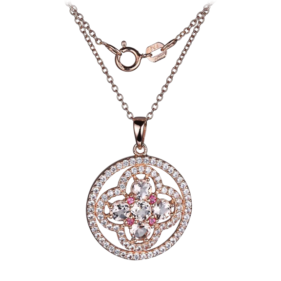 Morgan & Paige Vintage Rose Gold Medallion with Morganite & Pink Tourmaline