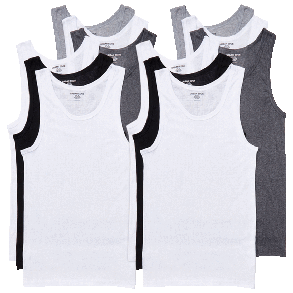 12-Pack: Urban Edge Men's Lightweight Ribbed Crew Neck Tanks