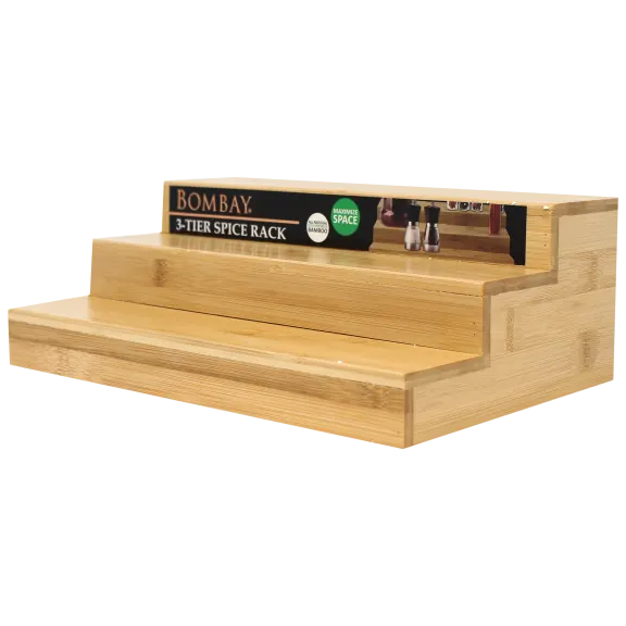 Bombay Bamboo 3-Tier Step Shelf Spice Rack