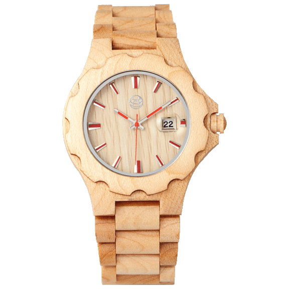 Earth Wood Gila Bracelet Watch with Magnified Date