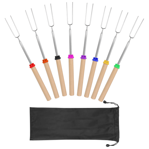 Cheer Collection 8 Piece Marshmallow Roasting Stick Set with Bag