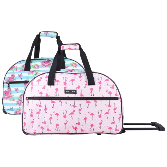 Betsey Johnson Designer Carry On Rolling Duffel Bag with Telescoping Handle
