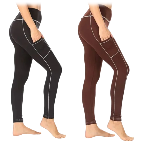 2-Pack: Women's Fleece Lined Active Leggings with Pocket