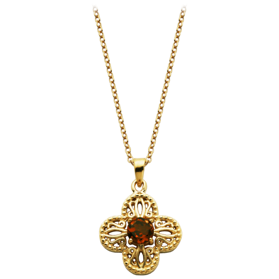 Morgan & Paige 14K Gold Plated over Silver Garnet Medallion Pendant & 18" Chain