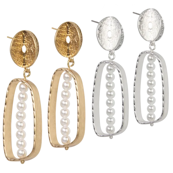 Marla Wynne Simulated Pearl Open Space Drop Earrings