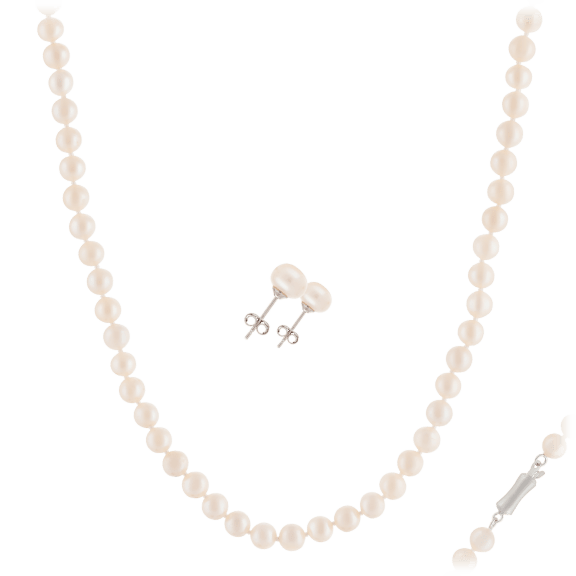 Splendid Pearls 6-6.5mm Freshwater Pearl Necklace & Earring Set